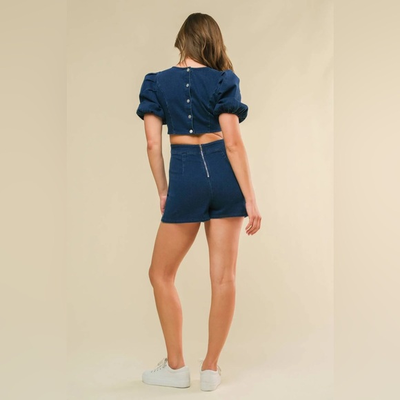 Flying Tomato • SWEET WISH DENIM ROMPER - Picture 2 of 5